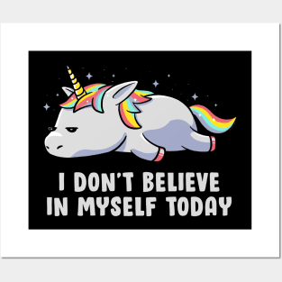 I Don’t Believe In Myself Lazy Unicorn Gift Posters and Art